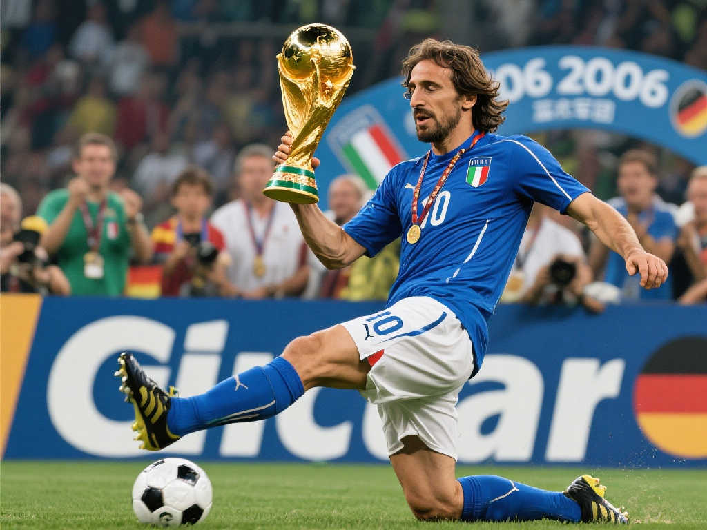 皮尔洛2006年带领意大利蓝衣军团勇夺德国世界杯冠军